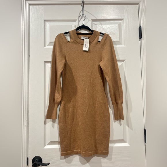 NAADAM Cutout Mini Sweater dress Taupe size XS - Picture 1 of 16